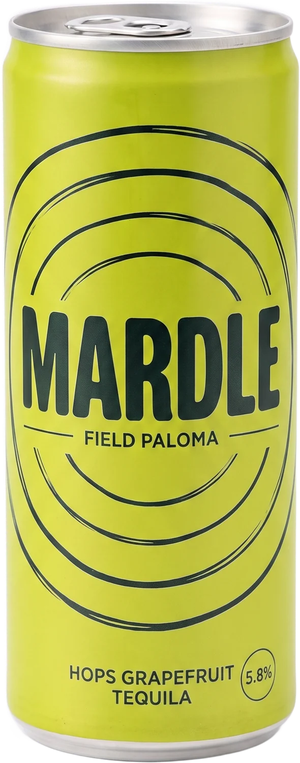 Field Paloma, a chartreuse 250ml can printed with dark ripple rings