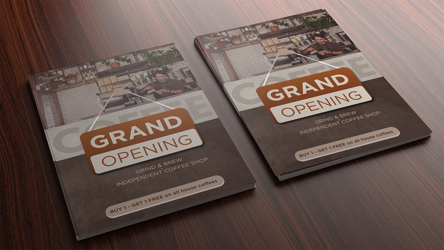 Grind and Brew flyer design concept